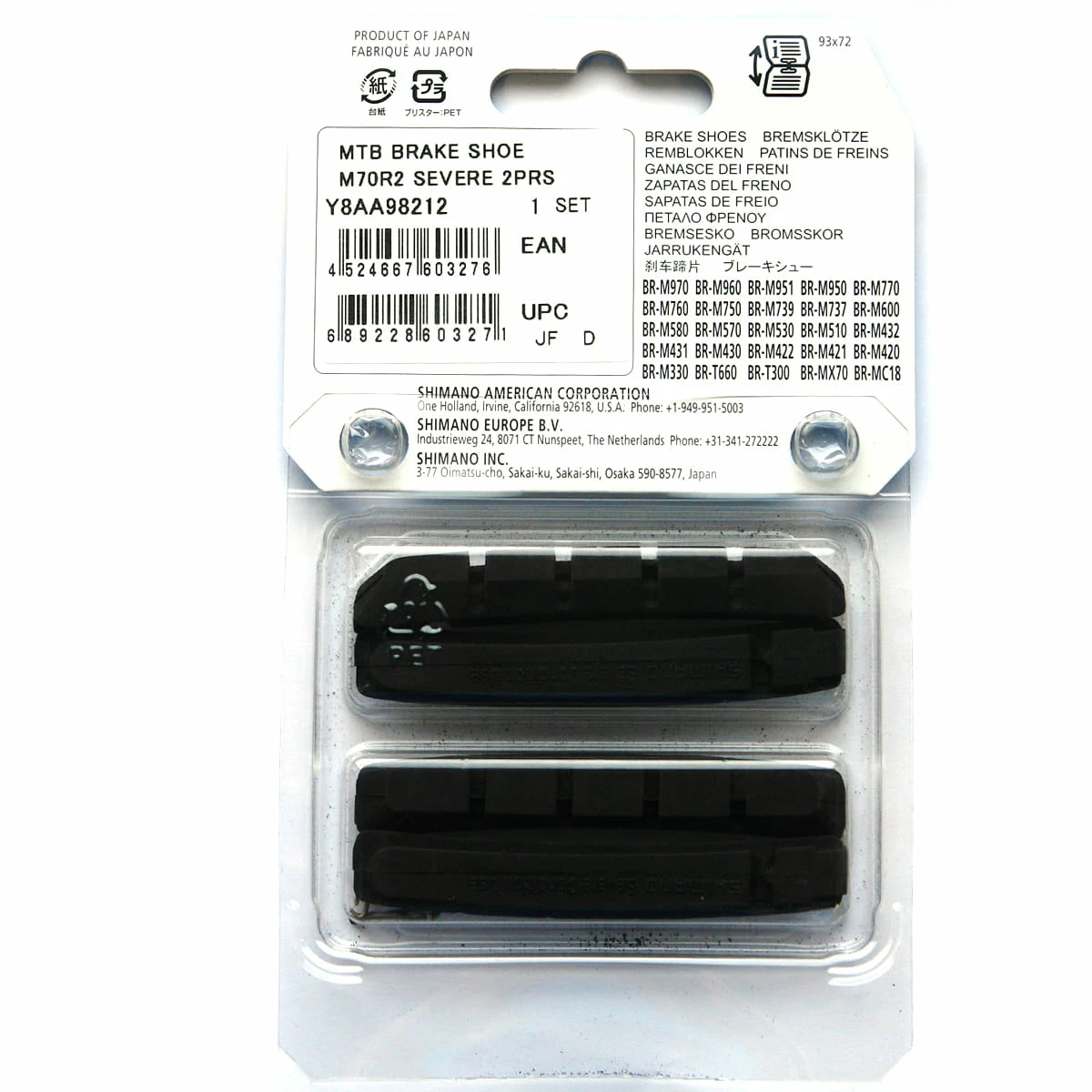 Shimano Jeu De Caoutchouc De Frein 4 Pièces Pour 2 V-brakes 4 Shimano Jeu De Caoutchouc De Frein 4 Pièces Pour 2 V-brakes – Image 2